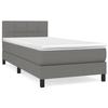 3140034 vidaXL Lit à sommier tapissier avec matelas Gris foncé 100x200cm Tissu