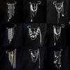 Hypoallergenic Punk Chain Tassel Safety Pin Brooches With Pearl Star Heart Charms For Blazer Suit Jacket Party Daily Wear