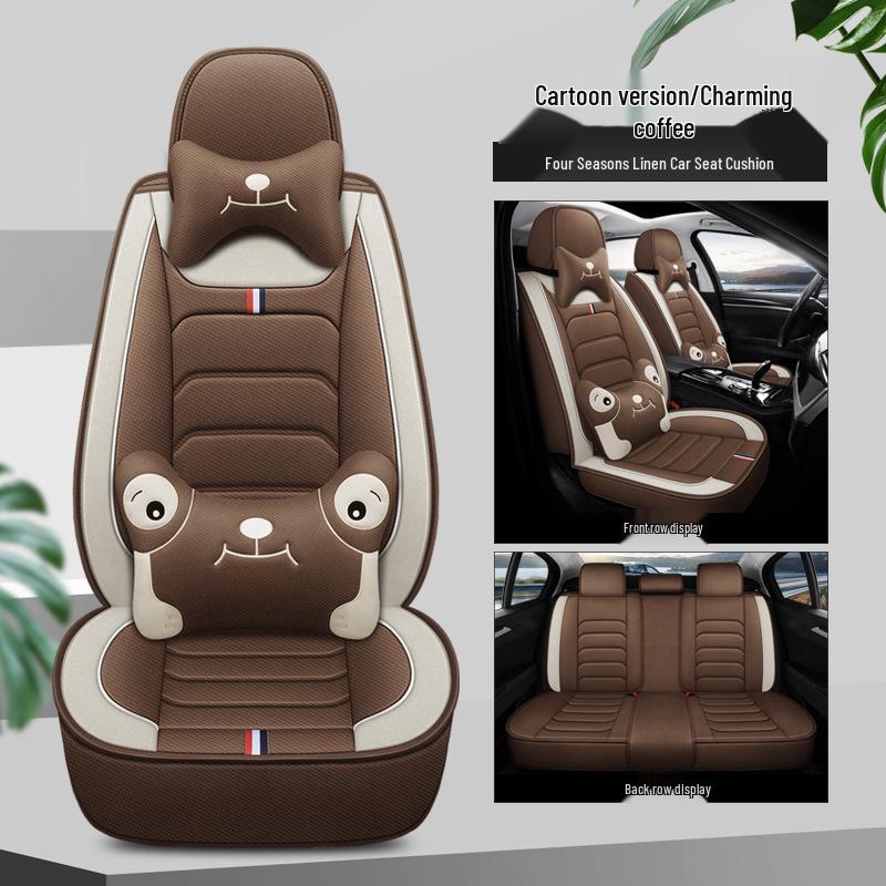 Linen Universal Car Seat Cover - Non-Slip, Full Wrap, All-Season Use