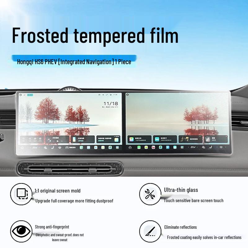 Compatible with 26 Hongqi HS6 PHEV models: Screen tempered film, central control sticker, navigation protector, car interior accessories.
