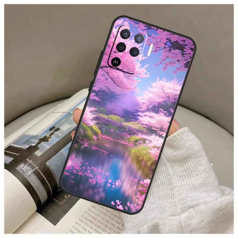 Cherry Blossom For OPPO A77 A57 A17 A54 A74 A94 A15 A16 A52 A72 A91 A93 A57s A76 A96 A5 A9 A31 A53 Case