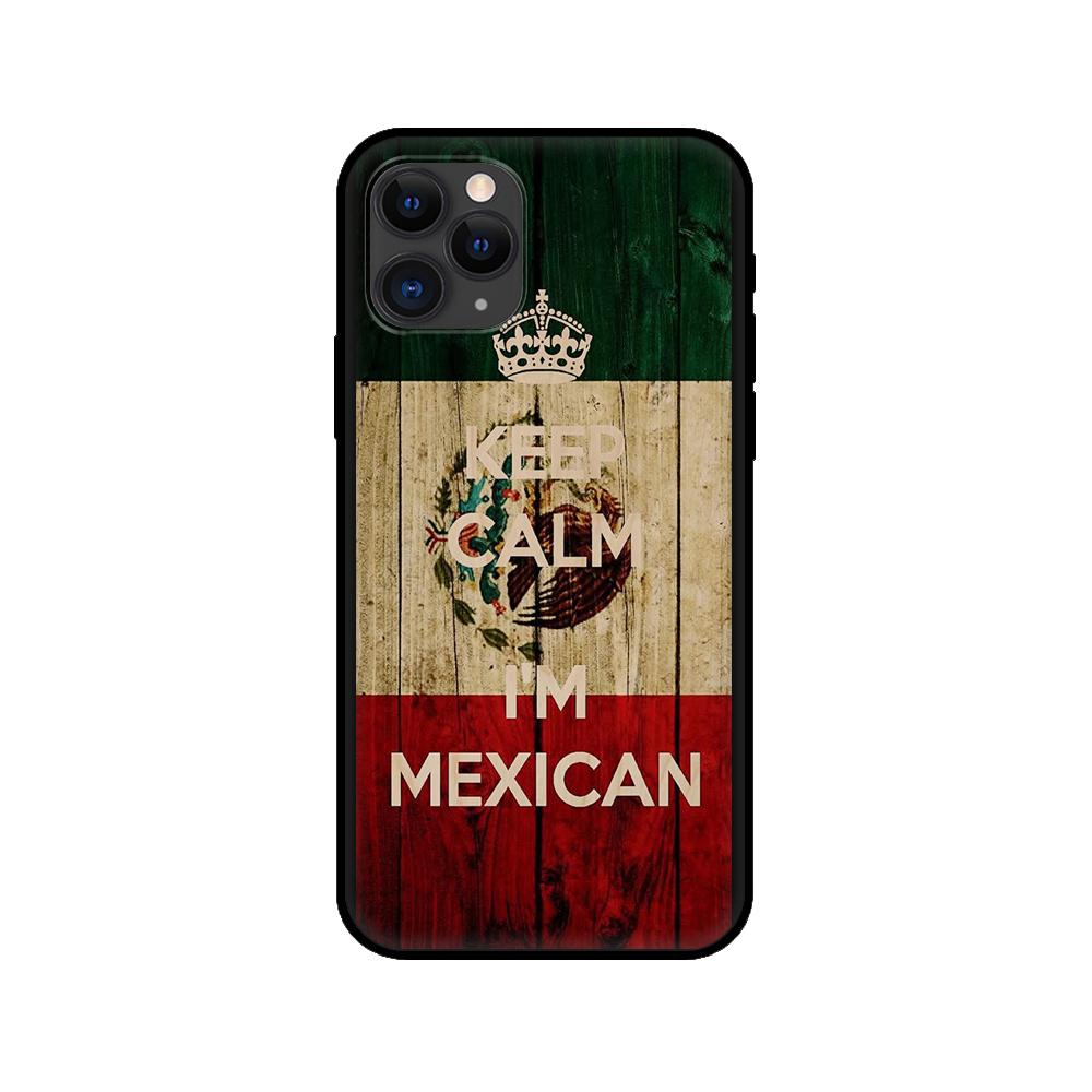 Black Tpu Case for Iphone 5 5s Se 2020 6 6s 7 8 Plus X 10 XR XS 11 12 Mini Pro MAX Back Cover Mexico Flag Emblem