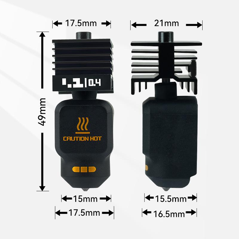 Kingroon Hotend Assembly for TuoT Zhu P2S with High-Flow Hardened Steel Nozzle (H2D/H2S/H2C Compatible).