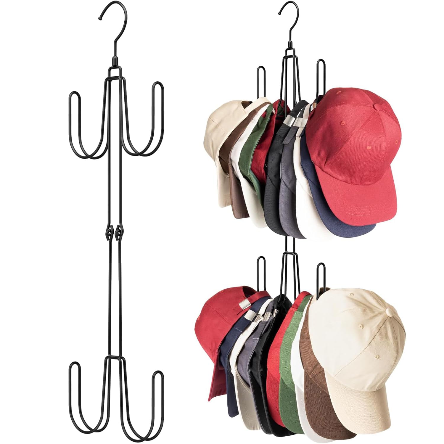 

Wonninek Metal Hat Hanger, 360° Rotating Hat Stand, Hanging Storage Rack for Small Items, Bags, Scarves, Camisoles, Ties, Belts, and More