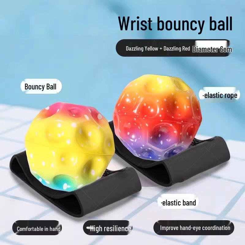 Luminous Moonstone Rubber Reaction Ball with Rope for Children