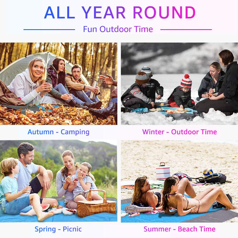 Beach Blanket Large Size 86.7 In * 70.9 In Outdoor Sandproof Picnic Blanket Nylon Beach Mat with 4 Stakes for Travel