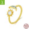 Opal Sun, Moon And Stars Open Ring, Japanese Niche Design Ring Jewelry Scr796
