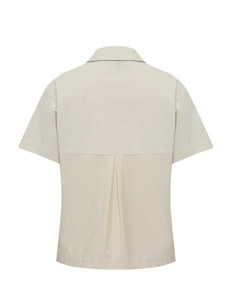 EIDER On The Rock Women'S Woven Short Sleeve Polo Shirt_Cream Beige