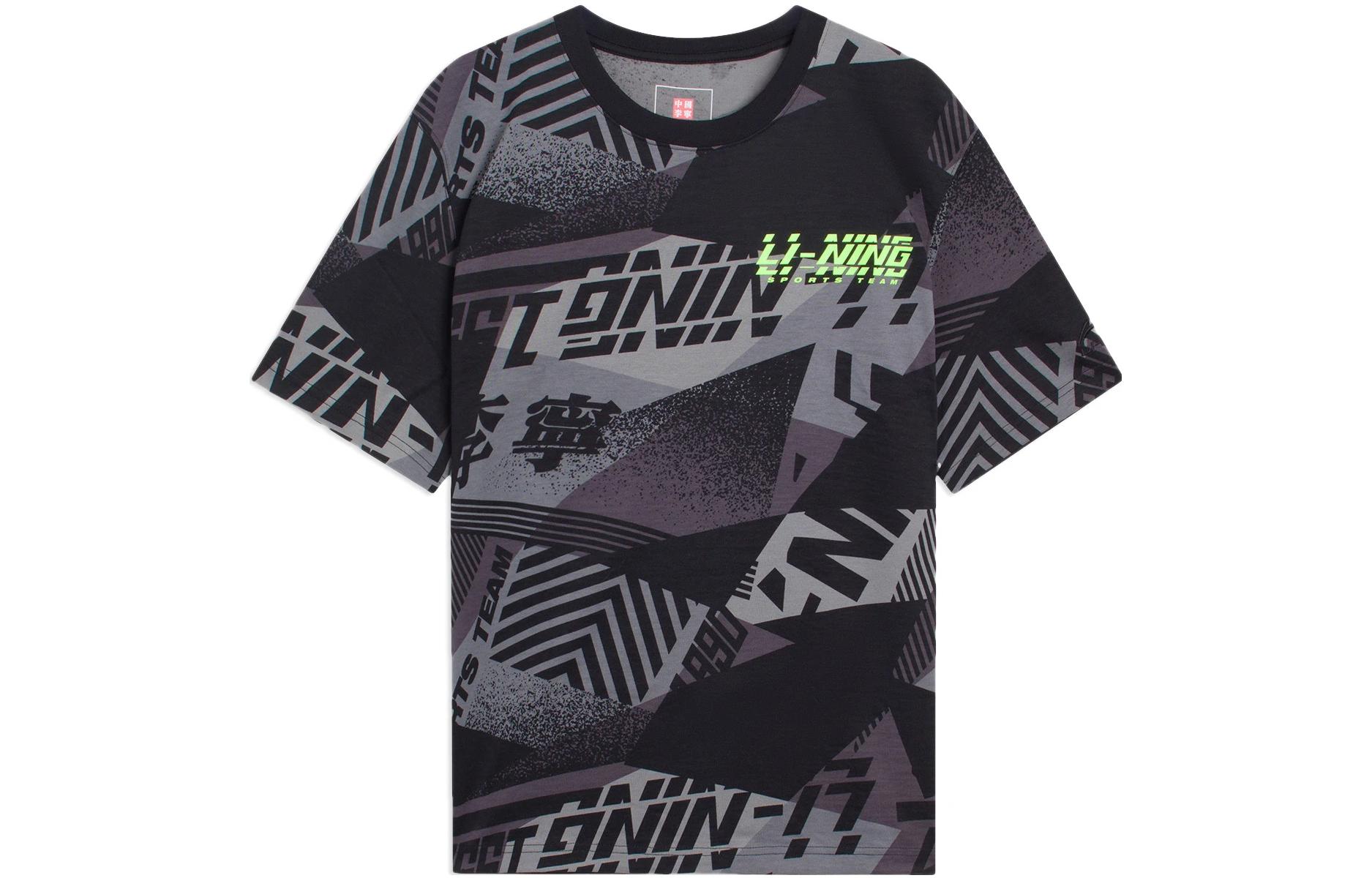 Li Ning Китай Li Ning Футболки Мужские Черные С Круглым Вырезом Умеренный Прямой Крой AHSS119-3 M