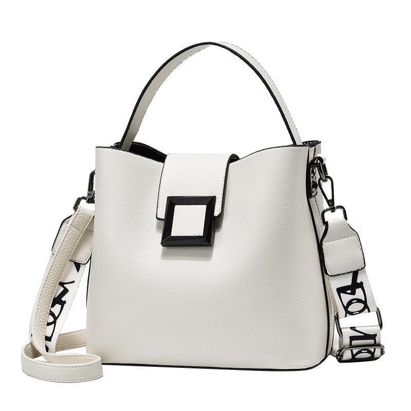 

Bag women s new trendy fashion shoulder portable messenger bag bucket length 23 width 11 height 21cm брудно-білий