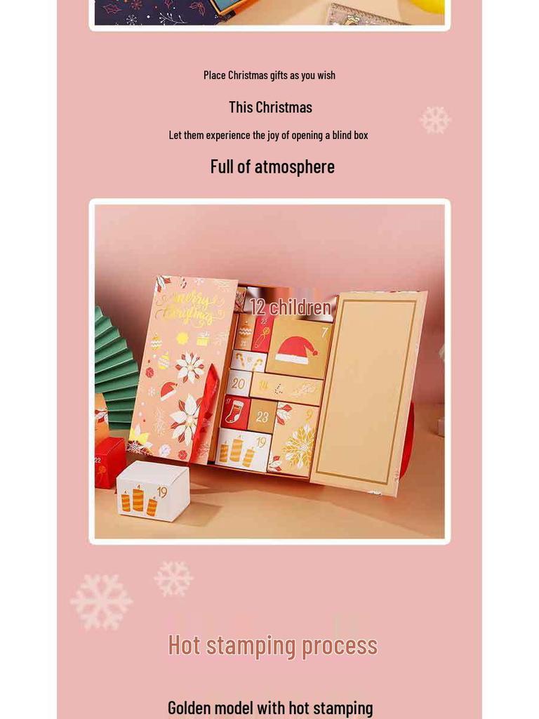 Prázdninový odpočítávací kosmetický překvapivý box: Dárková sada čokolády, sušenek a cukroví