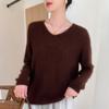 Mulberry Silk V-neck Sweater: Soft, Lightweight Velvet Knit, Women's Loose Fit for Autumn/Winter.