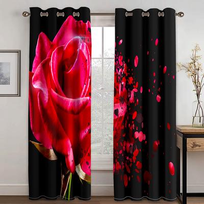Rosa Röd Ros Färgstark Blomma Grace Fönstergardiner i Barnrum Vardagsrum Hall Behandlingar Kök Dekoration Draperier Persienner