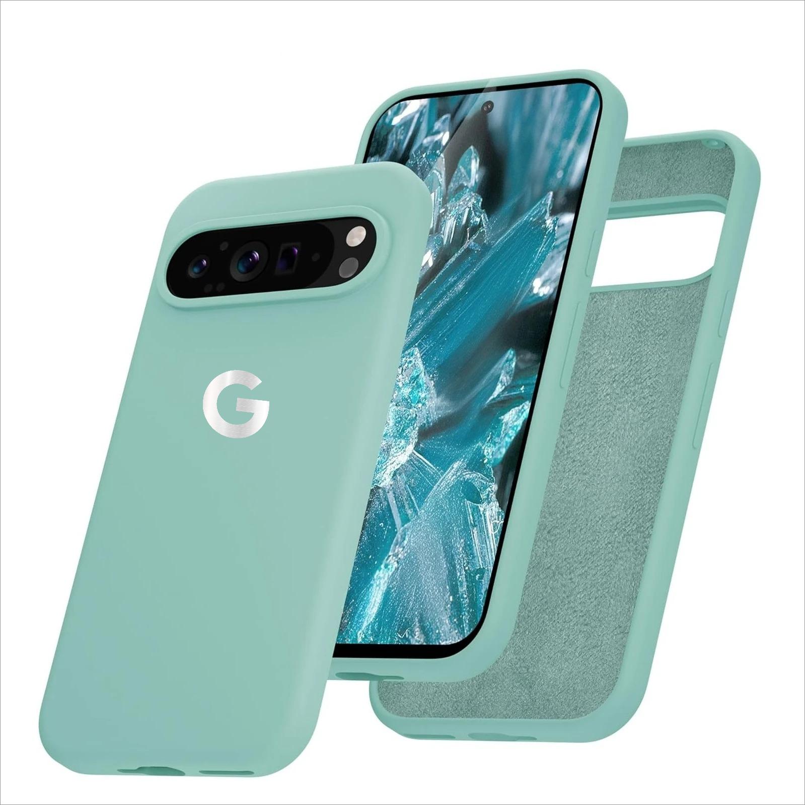

Офіційний рідкий силіконовий чохол для телефону для Google Pixel 10 Pro XL Funda для Pixel 9 8 6 7 10A 9A 8A 7A Ударостійка кришка для зарядного пристрою Google Pixel 10 небо синє кольору