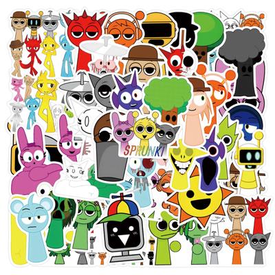 55 Adesivi Cartoon Incredibox Sprunki: Adesivi Decorativi Impermeabili per Borracce e Computer