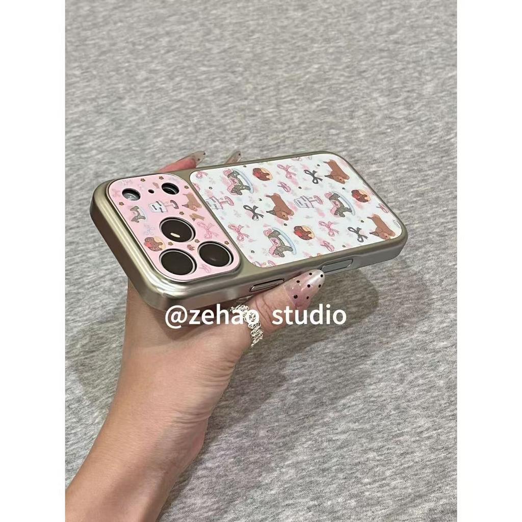 Electroplated full screen dachshund bow is suitable for Apple 17promax mobile phone case iphone16pro protection