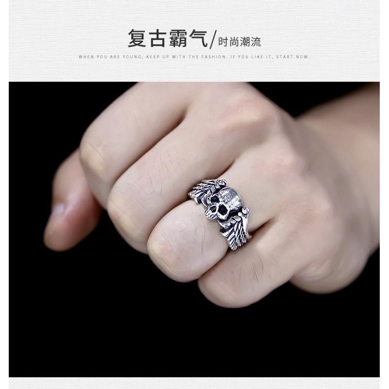 Adjustable Skull Ring Men Women Vintage Punk Rock Jewelry Geometric Gothic Accessory