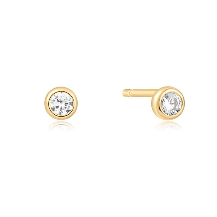 Solitaire Cubic Zirconia 925 Silver Stud Earrings E059-03G.