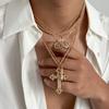 SHIXIN 6 Pcs/Set Hip Hop Jesus Cross Pendant Necklace for Men Punk Gothic Multilayer Stackable Choker Collar Chain Male Jewelry