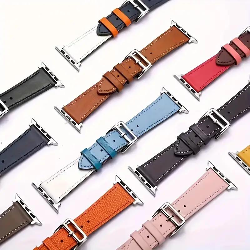 Leather Strap for Apple Watch Band 45mm 44mm 49mm 42mm 41mm 40mm Single Tour Correa Bracelet IWatch Series 9 7 8 6 5 4 SE Ultra