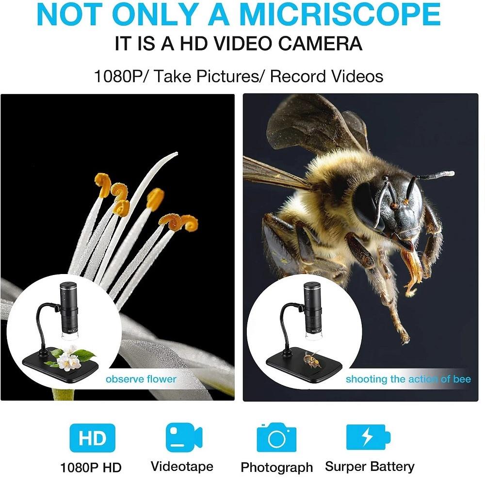 3 In 1 HD 1000X Digital Microscope LED USB WiFi Microscope Mobile Phone Microscope Camera with Stand for Smartphone PCB Inspection Tools