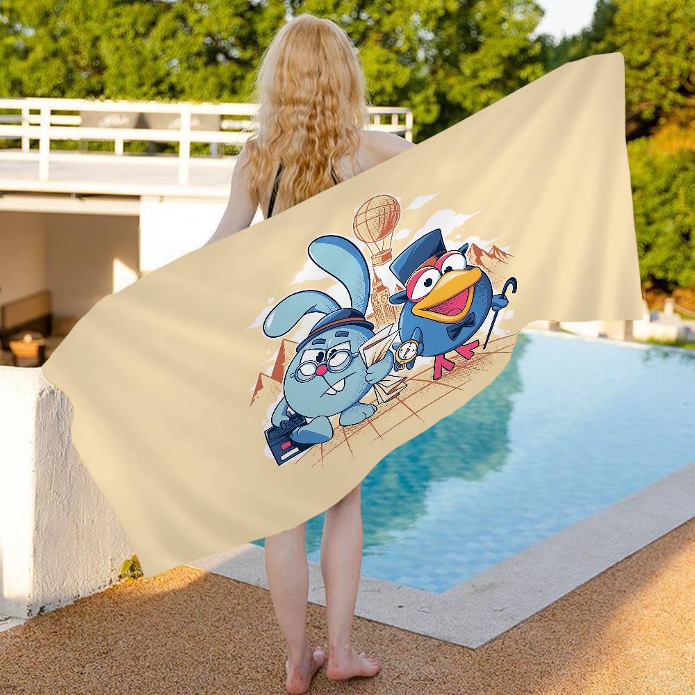 Cartoon Animation Popular S-Smeshariki Anime Beach Swimming Towel Absorbent Washcloth Children's Gifts For Travel Camping Gym