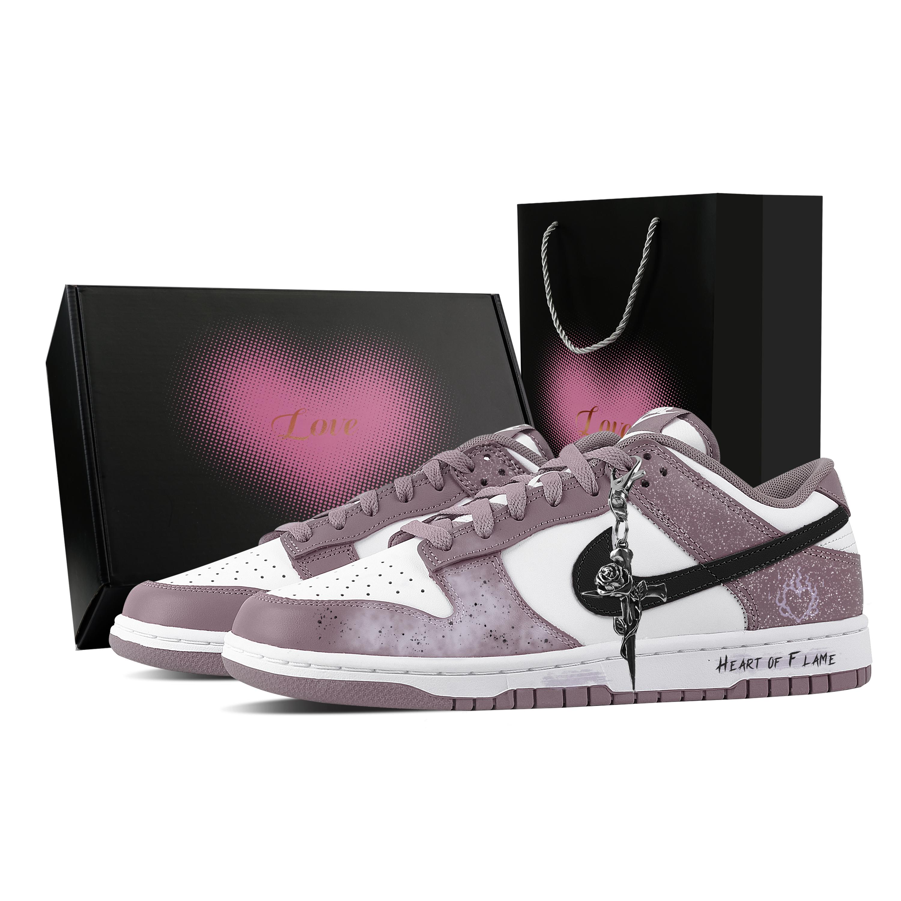 

Nike Dunk Cross Rose, Heart Box Abrasion Resistant Low top Skateboard Shoes Unisex Purple DV0833-112(Team529--) 38.5