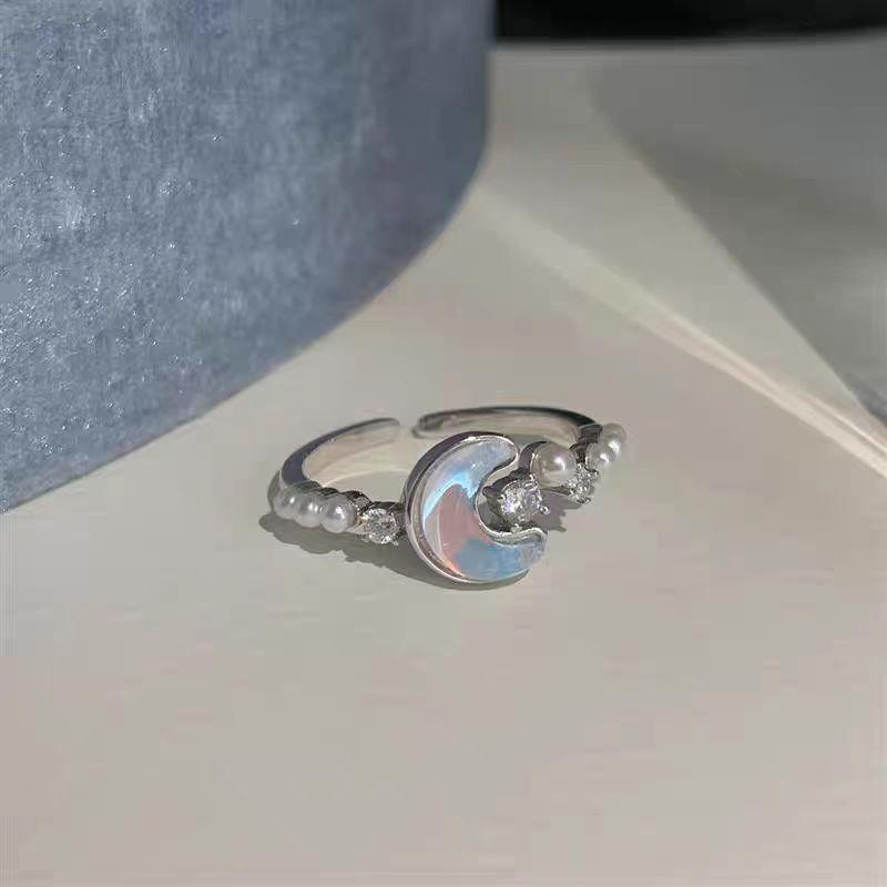 Süßer Blauer Traum Gelee Schale Harz Stern Ring für Frauen Mädchen Metall Seestern Perlen Fingerring Ozean Thema Schmuck Accessoire
