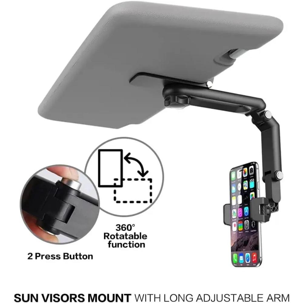 Sun Visor Phone Holder for Car Multifunctional 360° Rotating Sun Visor Cell Phone Holder with IPhone/Samsung/Android