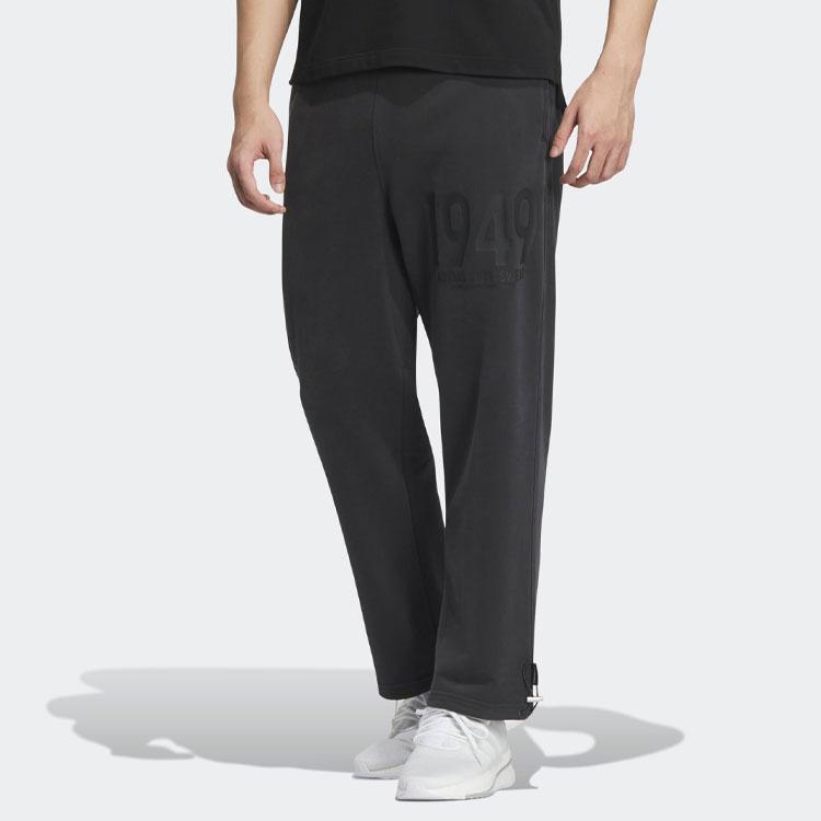Adidas Letter Print Cuffed Loose Sports Pants Unisex Pants Black IK3504