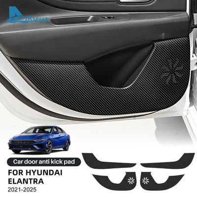 Door Anti-kick Pad For For Hyundai Elantra    2024 2025 LHD RHD Car Leather Carbon Mat Interior Trim Accessories