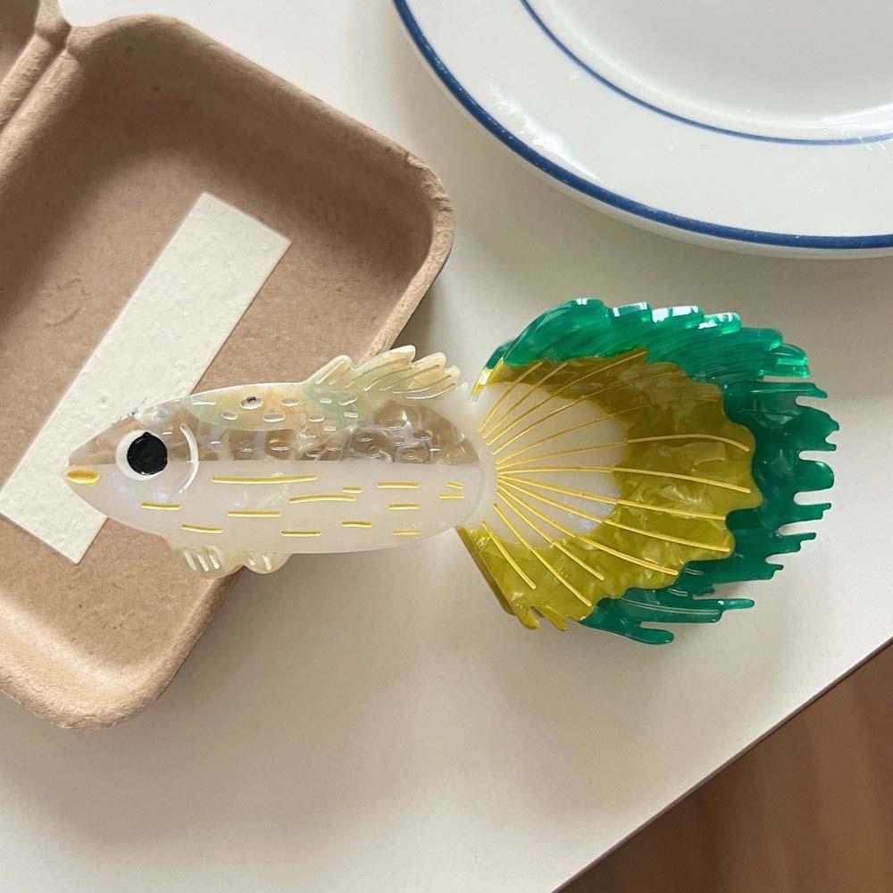 Korean Style Silver Arowana Shark Clip Acrylic Acetic Acid Hair Claw Guppy Hair Claw  Beach