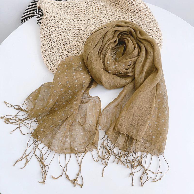 Japanese Rain And Dew Hemp Primary Color Polka Dot Dot Printed Scarf Breathable Thin Shawl Neck Protection Sun Protection Silk Scarf Women
