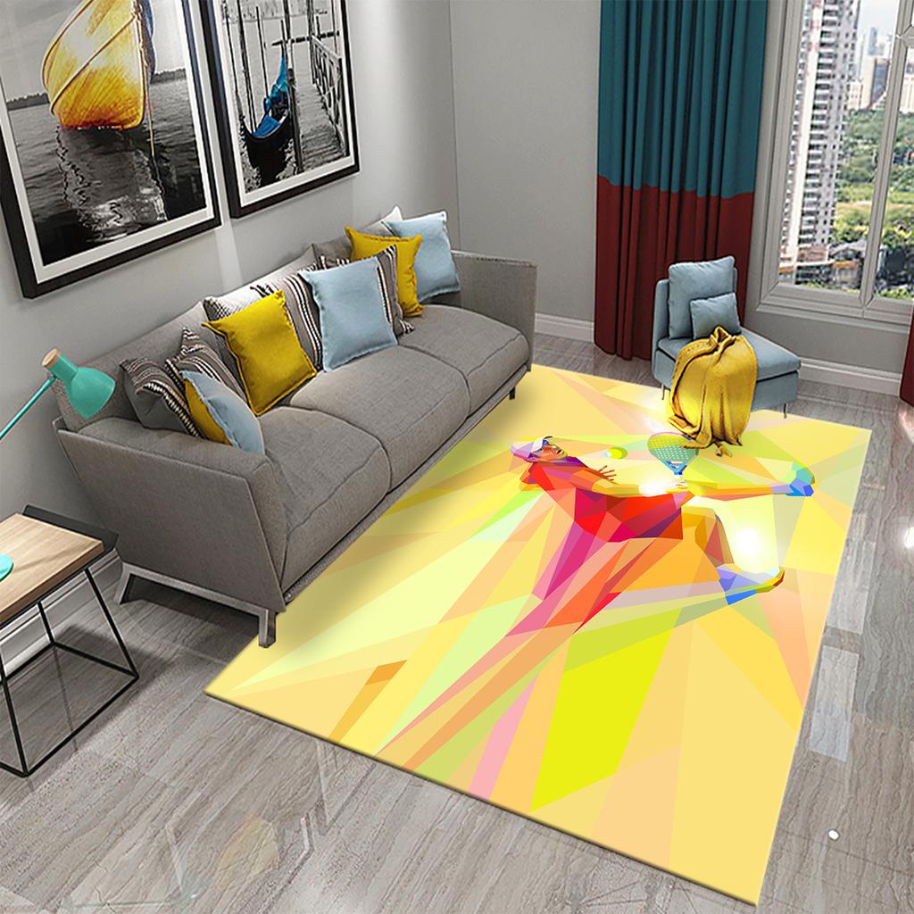 3D Funny Sport Tennis Carpets for Bedroom Living Room Bathroom Soft Comfortable Non-slip Absorbent Mat Children Play Bedside Rug