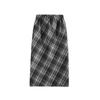 Retro Plaid Wool Midi Skirt: 2025 Spring/Summer A-line High Waist with Slit