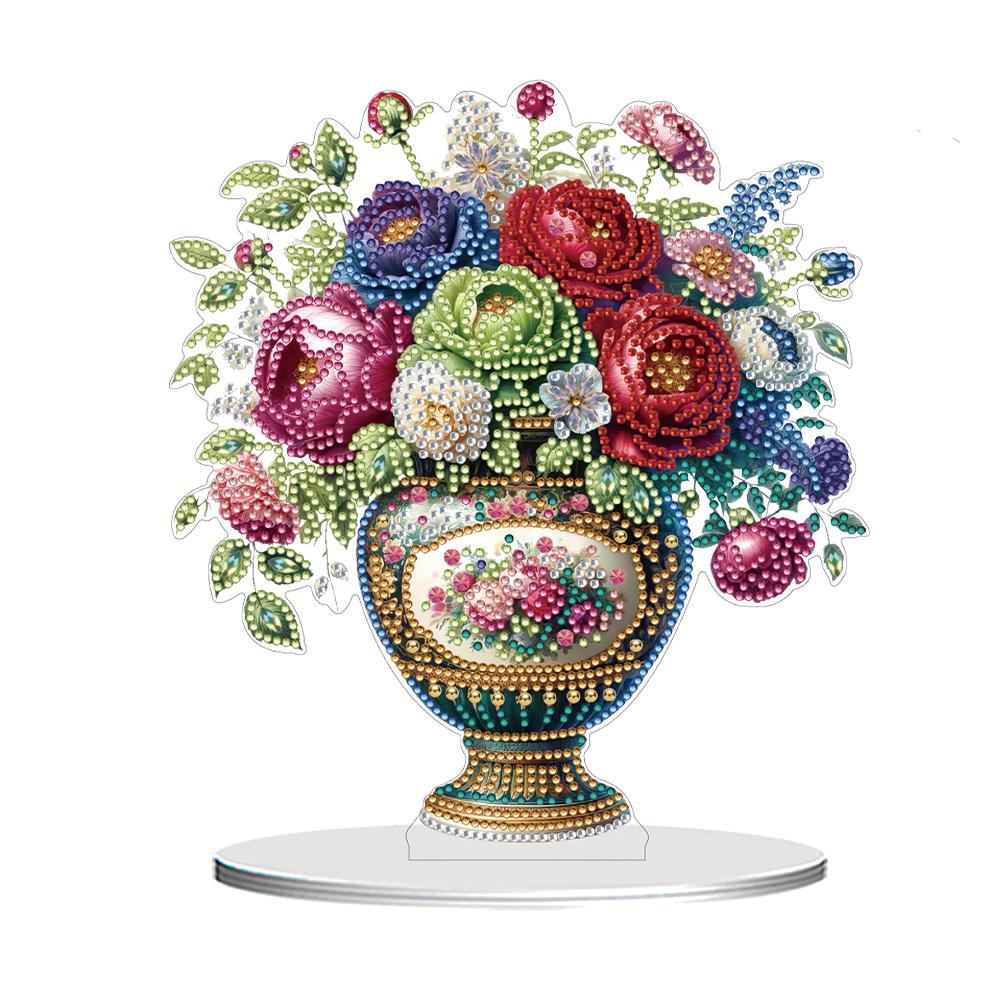 2D Flat Vase DIY Desktop Diamond Art Kits Special Shape Diamond Diamond Painting Desktop Ornaments Kit Bedroom Table Decoration