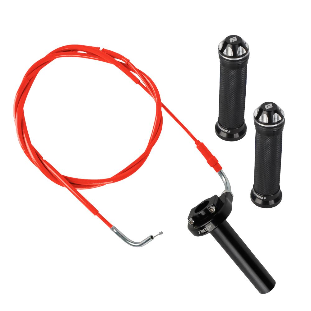 NIBBI Motorcycle CNC Throttle Twist Handlebar Grips 180cm Throttle Cable Throttle Handle Set for GY6 Engine Scooter Dirt Bike