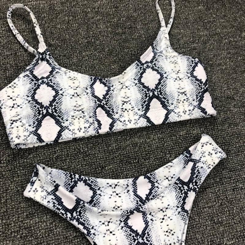 Ladies split swimsuit sexy leopard print bikini gather bikini