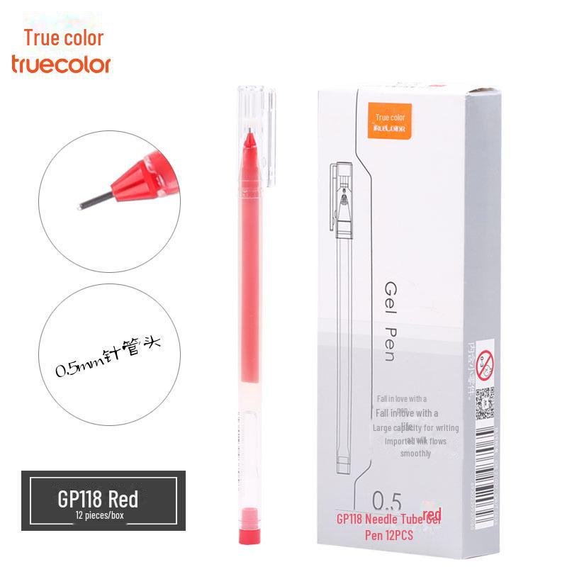 

Перьевая ручка True Color GP118: Игла-трубка 0,5 мм, черные/синие/красные чернила, идеально подходит для студентов и офисных подписей. 0.5mm красный