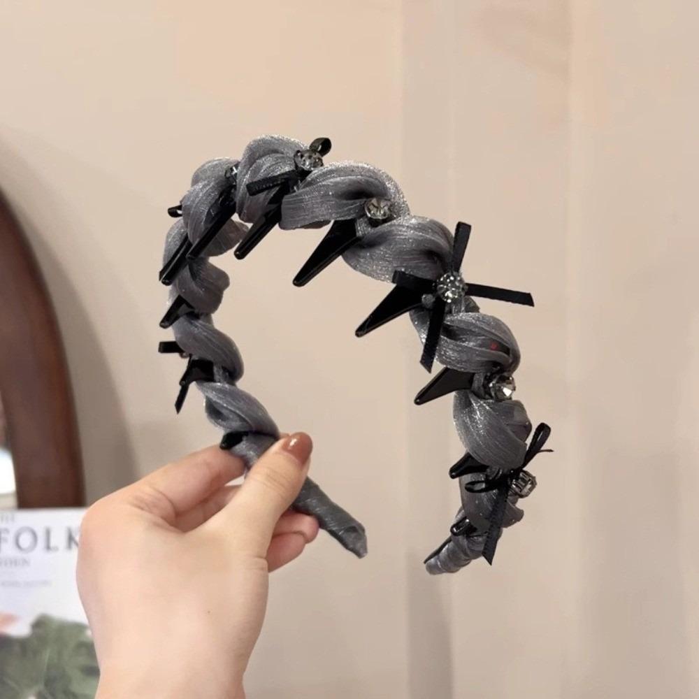 

Универсальная повязка на голову с узлом-бабочкой, черное кружево, аксессуары для волос, новый обруч для волос для женщин, девушек серый