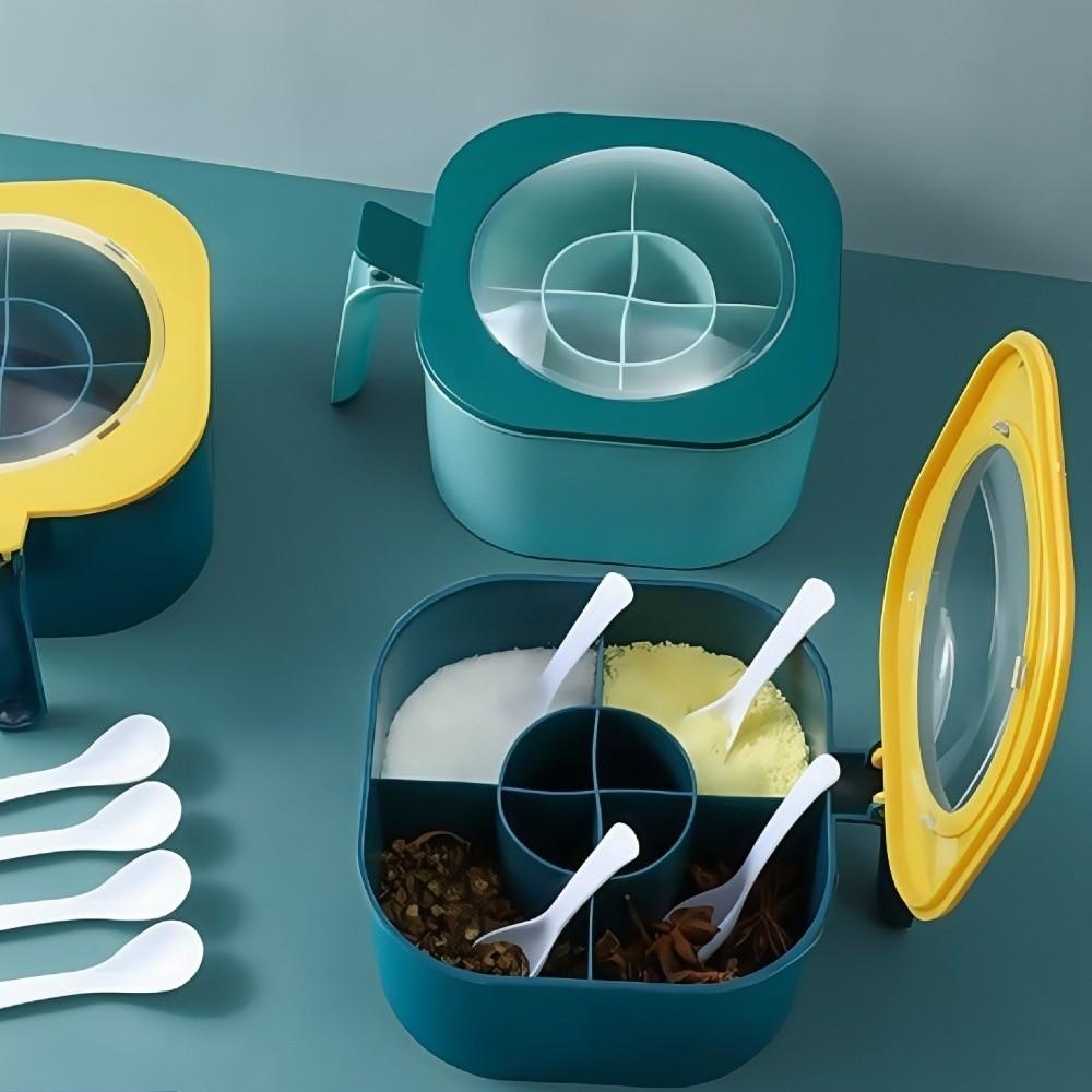 Push-type 4-In-1 Seasoning Box Leak-proof Condiment Container  Home Kitchen