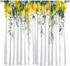 Erdbeer Frucht Blume Niedliche Vorhänge Groovy Funky Trendige Blumenbedruckte Stangentasche Fensterbehänge für Mädchen Schlafzimmer Wohnzimmer