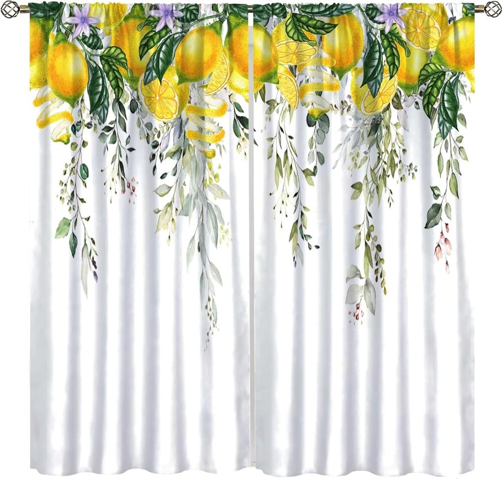 Erdbeer Frucht Blume Niedliche Vorhänge Groovy Funky Trendige Blumenbedruckte Stangentasche Fensterbehänge für Mädchen Schlafzimmer Wohnzimmer