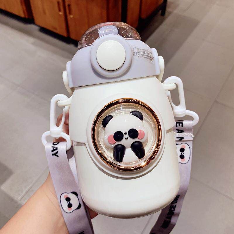 Cute Large-Capacity Thermos Cup 316 for Children with Straw, High-Appearance Portable Insulated Water Bottle for Girls