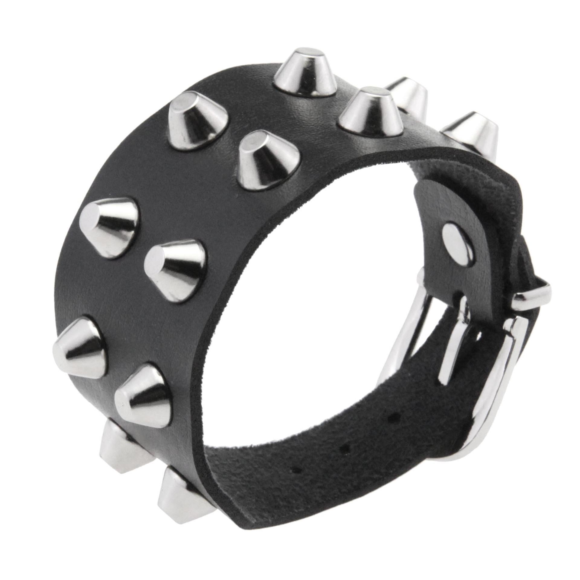 European  American Punk Style Men s Spiked Leather Bracelets - 2 Row Trendy Rock Bangles