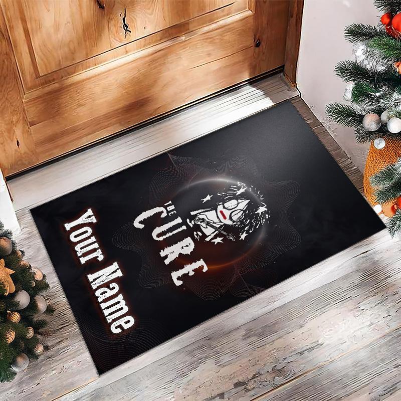 The Cure Crystal Velvet Rug, Custom Name Text Personalized Non‑Slip Floor Mat for Home Decor Gift