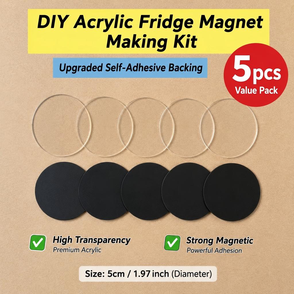 Acrylic DIY Fridge Magnet Kit Handmade Magnetic Stickers for Refrigerator Kitchen Home Decor Craft Making Accessories Gift Use