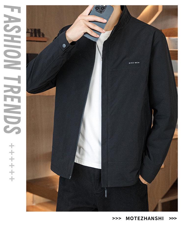 2025 Spring/Autumn Solid Stand-up Collar Casual Jacket for Men