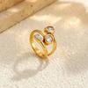 Salircon 5 Styles Exquisite Luxury Stainless Steel Zircon PVD18K Gold Color Plated Open Rings Women Fashion Jewelry Waterproof