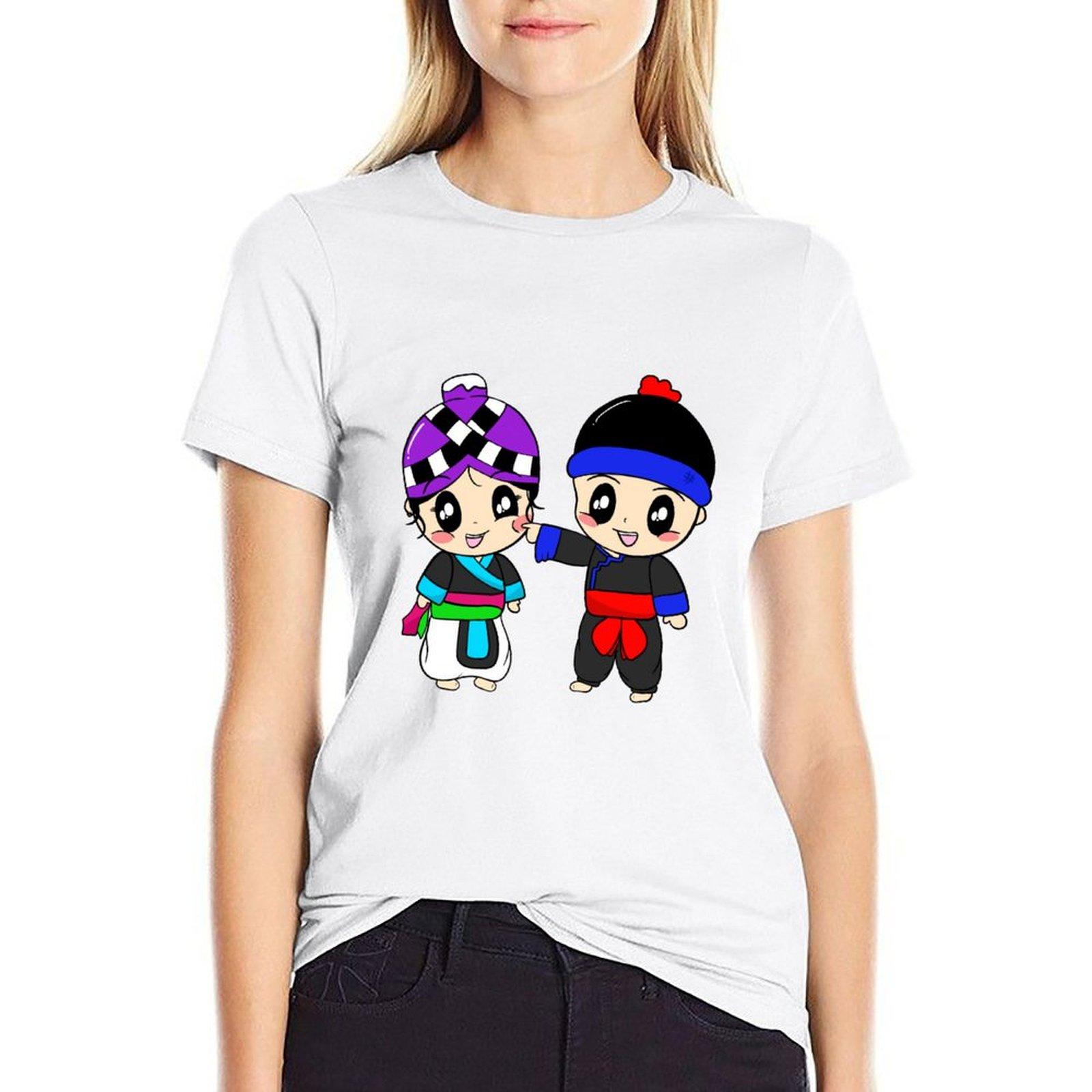 

Игривая футболка для пары хмонгов, женская летняя футболка, летняя одежда, аниме-одежда, женская футболка L белый